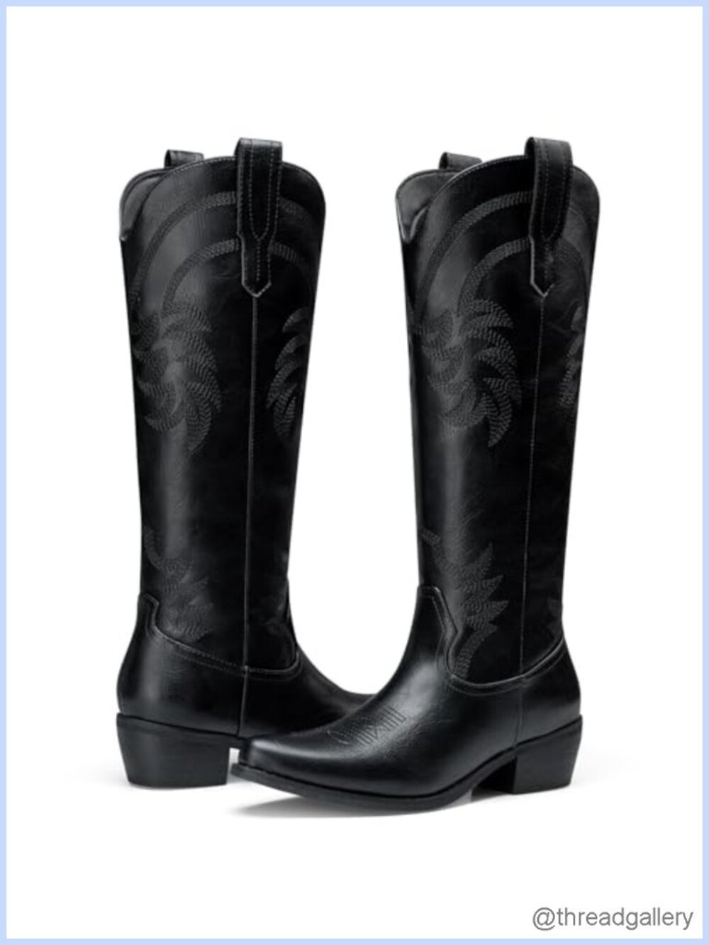 Faux Leather Cowboy Boots Knee High Western Cowgirl Boots Comfortable